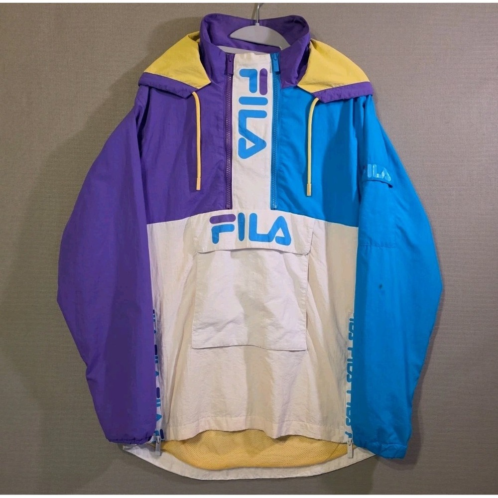 FILA MEN'S PARALLAX JACKET LM911463 588 WHITE PURPLE BLUE SMALL (CON72)